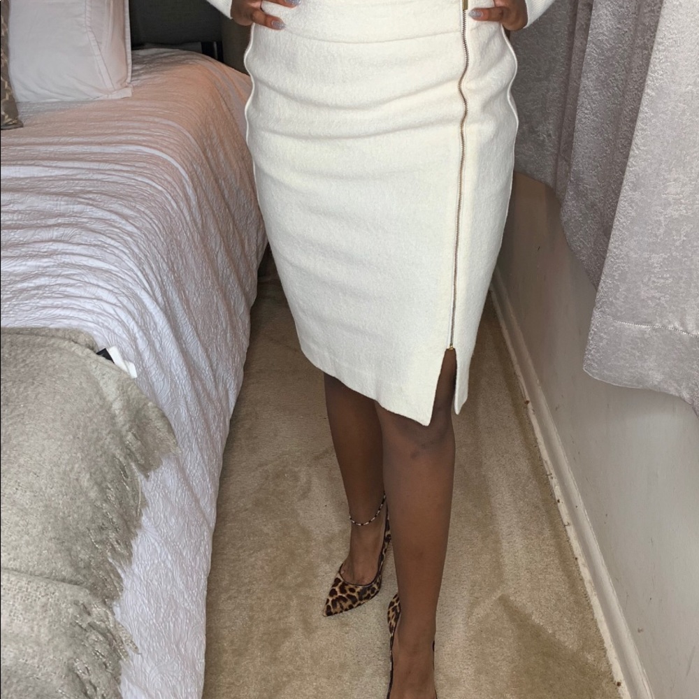 Cream Wool Banana Republic Pencil Zipper Skirt